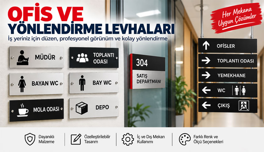 Kocaeli de Modern Kurumsal Kimliğin Anahtarı Ofis Yönlendirme Levhaları